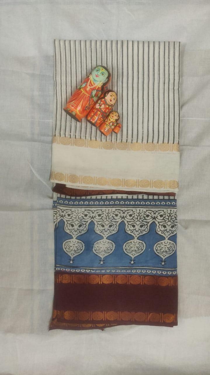 Sungudi Cotton Printed Saree With Blosuse